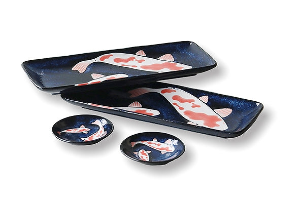 "Nishikigoi" Koi Carp Sushi Plate & Soy Sauce Dish Set