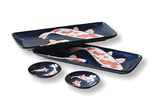 "Nishikigoi" Koi Carp Sushi Plate & Soy Sauce Dish Set