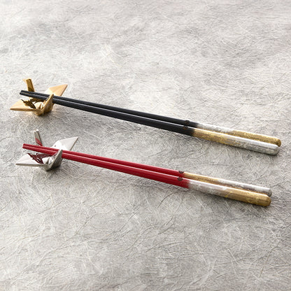 "Senkaku Banki" Crane & Turtle Chopsticks and Chopstick Rest Set – Gold & Silver