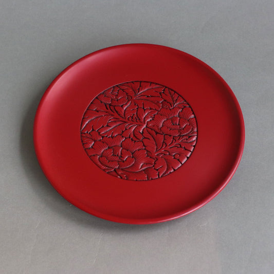 "Marubotan" Carved Lacquer Round Tray (7-sun)